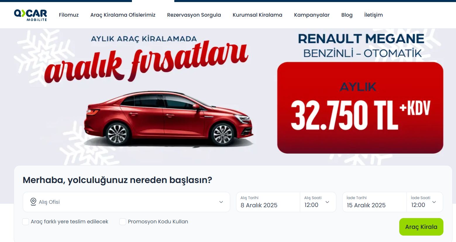 Araç Kiralama Fiyatları - qcar.com.tr